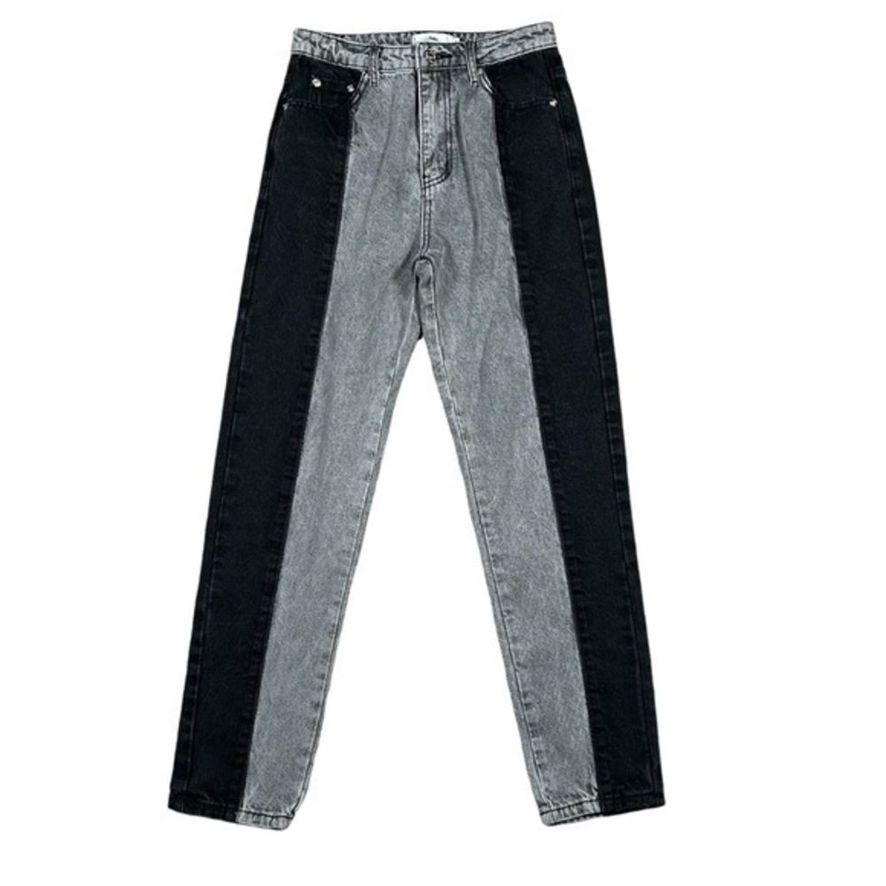 Adika Nori Color Block High Rise Mom Jeans‎ Black Gray  Cotton Womens Size Small